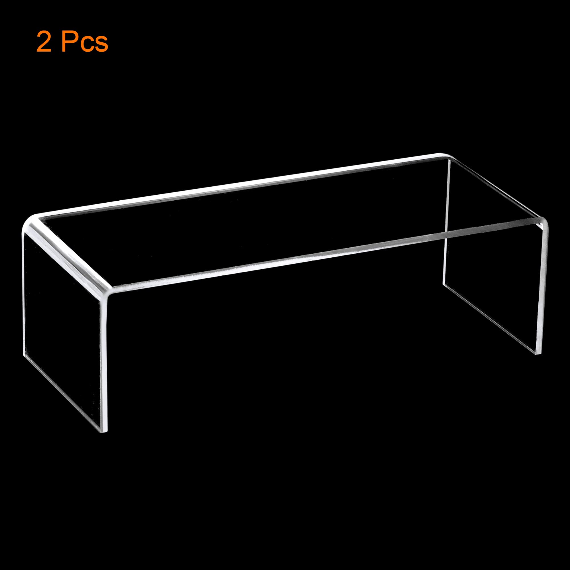sourcing map Small Shoes Display Stand Rack, 200x80x65mm Acrylic Storage Shelf Holder Clear 2 Pcs