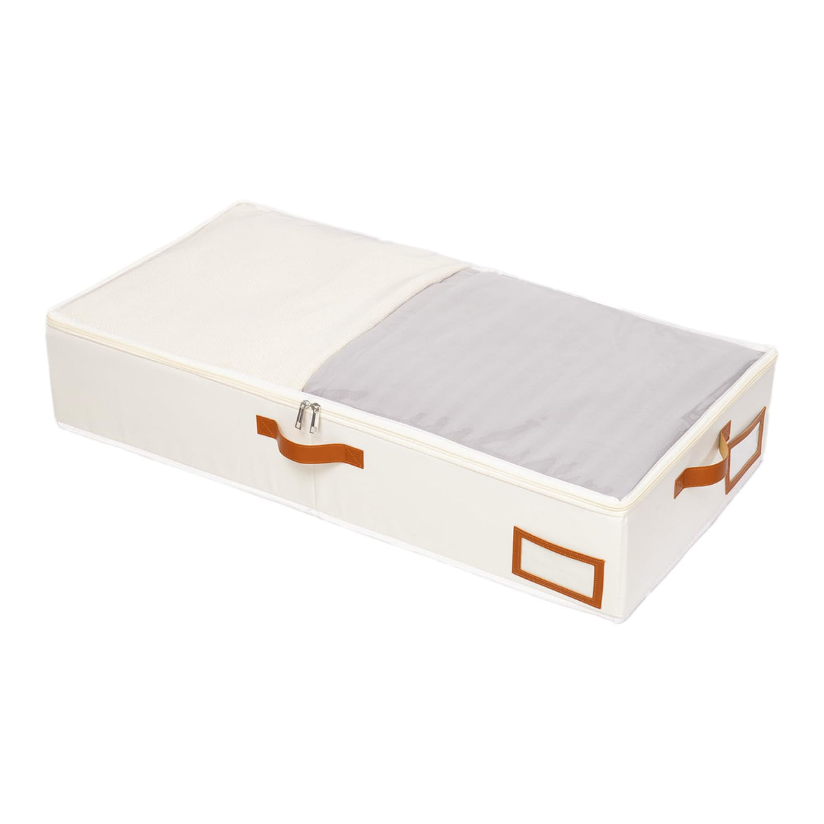 Yawinhe 27L Underbed Storage Bags,1 Pack Blanket Bags with Window,Beige