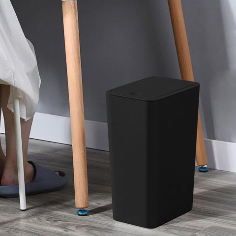 3pcs 9L Touch Top Bathroom Bin - Slim Plastic Trash Can with Lid for Bedroom, Kitchen, Office, Living Room and Toilet - Dog-Proof Narrow Design