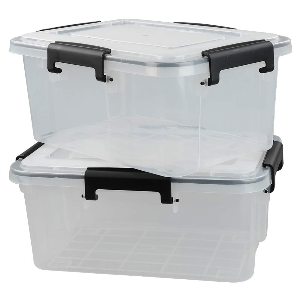 Annkky 10 Liter Plastic Container with Seal Circle Lid, Transparent Storage Boxes Set of 2