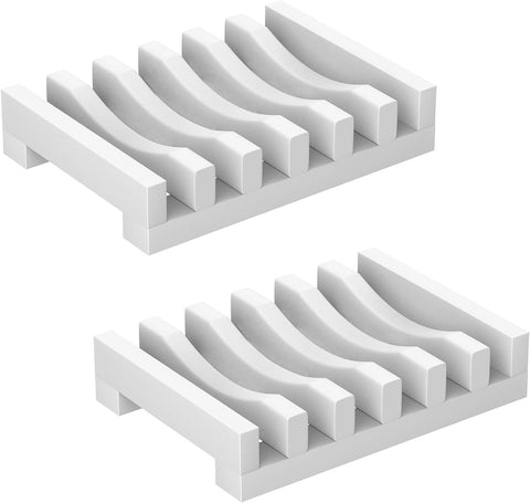 Topsky 2 Pack Silicone Soap Dish with Self-emptying Drainage White