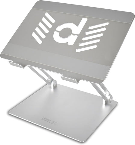 Deflecto Folding Adjustable Height Aluminium Laptop Stand Design' Vented Platform suitable for Laptops up to 17" in Silver