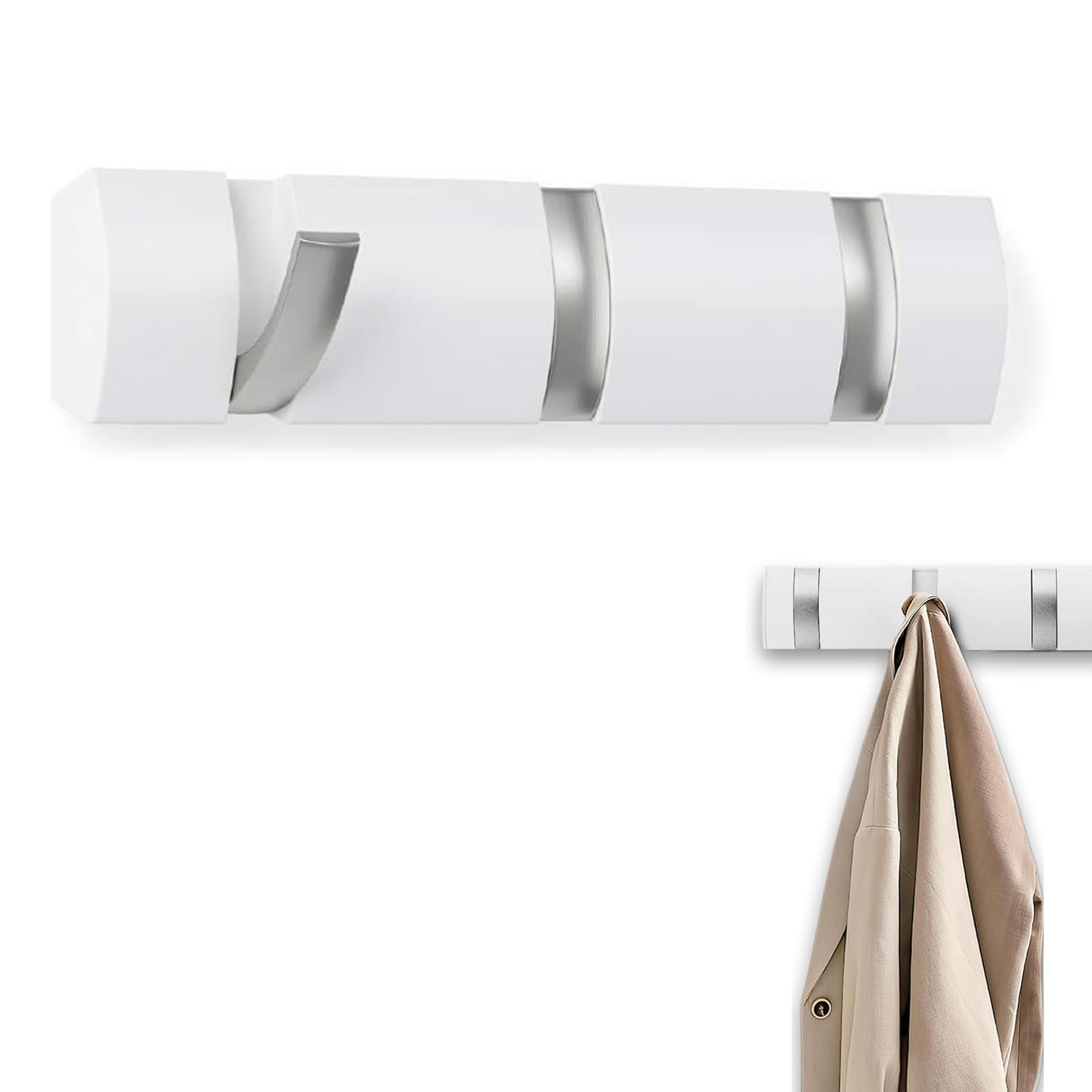 AONAT Coat Hooks Wall Mounted,Self-Adhesive Modern Wall Hooks,Modern Wall Coat Rack with 3 Hooks,Folding Metal Wall Hooks for Hanging Towel Clothes