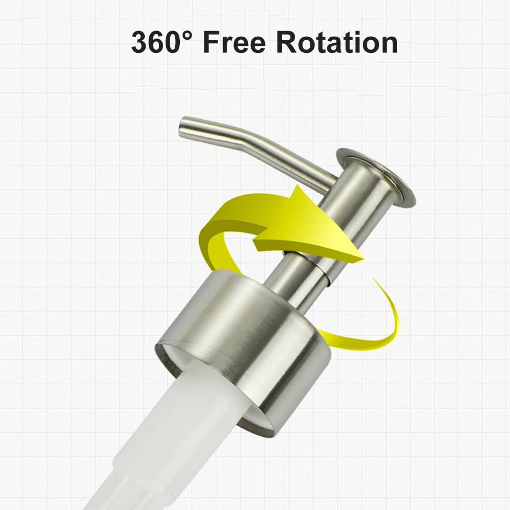 Soap Dispenser Pump Head Replacement, 4Pcs Lotion Dispensers Pump Heads with Tubes for 15 mm Thread Bottle, Spare Pump Bottle Dispenser for Kitchen