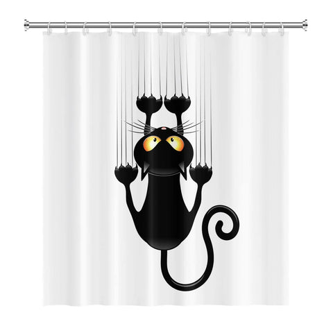 SDOTPMT 152x183cm Black Cat with Sharp Paws Shower Curtain Cute Funny Cat Kitty Bath Curtain White Background Bathtub Curtain for Child Bathroom