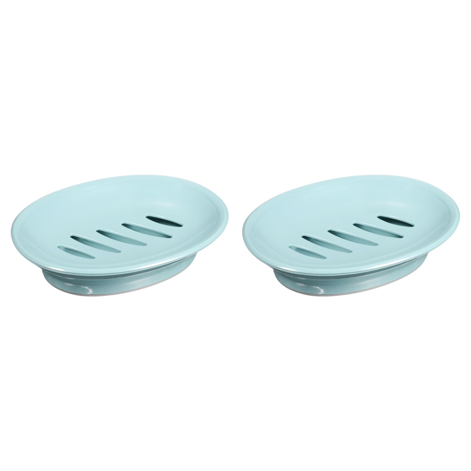 sourcing map Soap Container, 2Pcs 15.5x11cm Plastic Soap Dish with Drain, Removable Double Compartment Soap Holder for Bathroom, Shower, Kitchen
