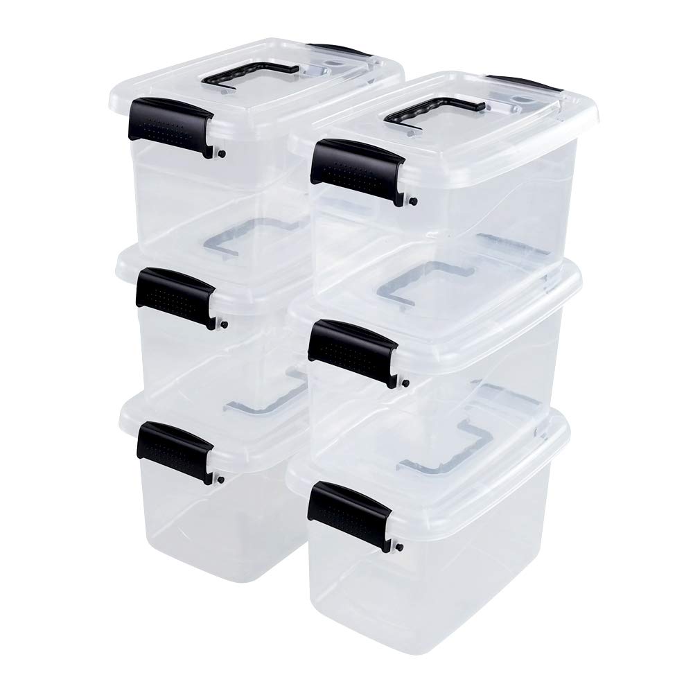 Uumitty 6 Packs Plastic Storage Box, 5 Litre Small Storage Organizer Bin
