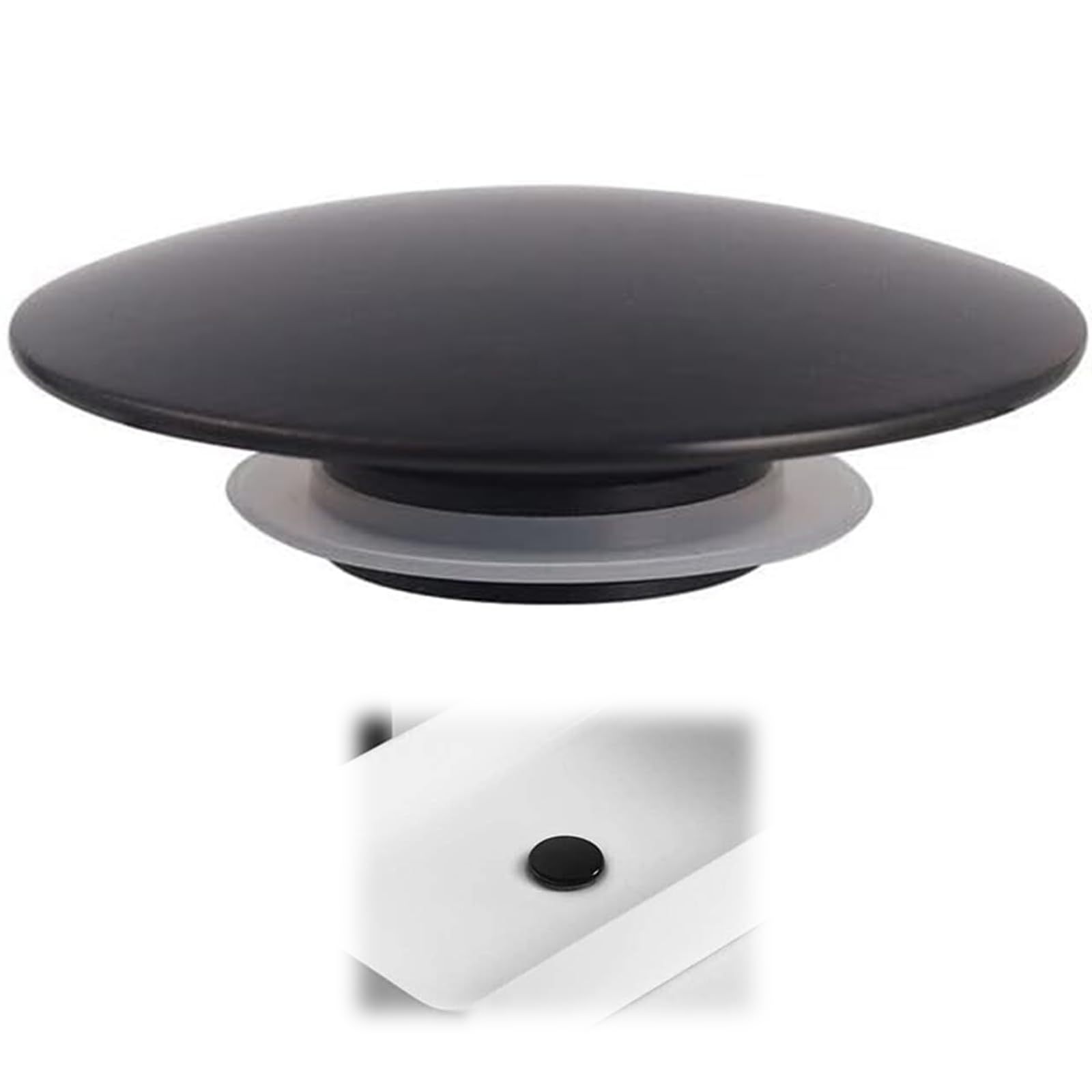1 Pcs Basin Waste Sink Plug Cap, 66mm Matte Black Pop Up Plug for Bathroom or Kitchen