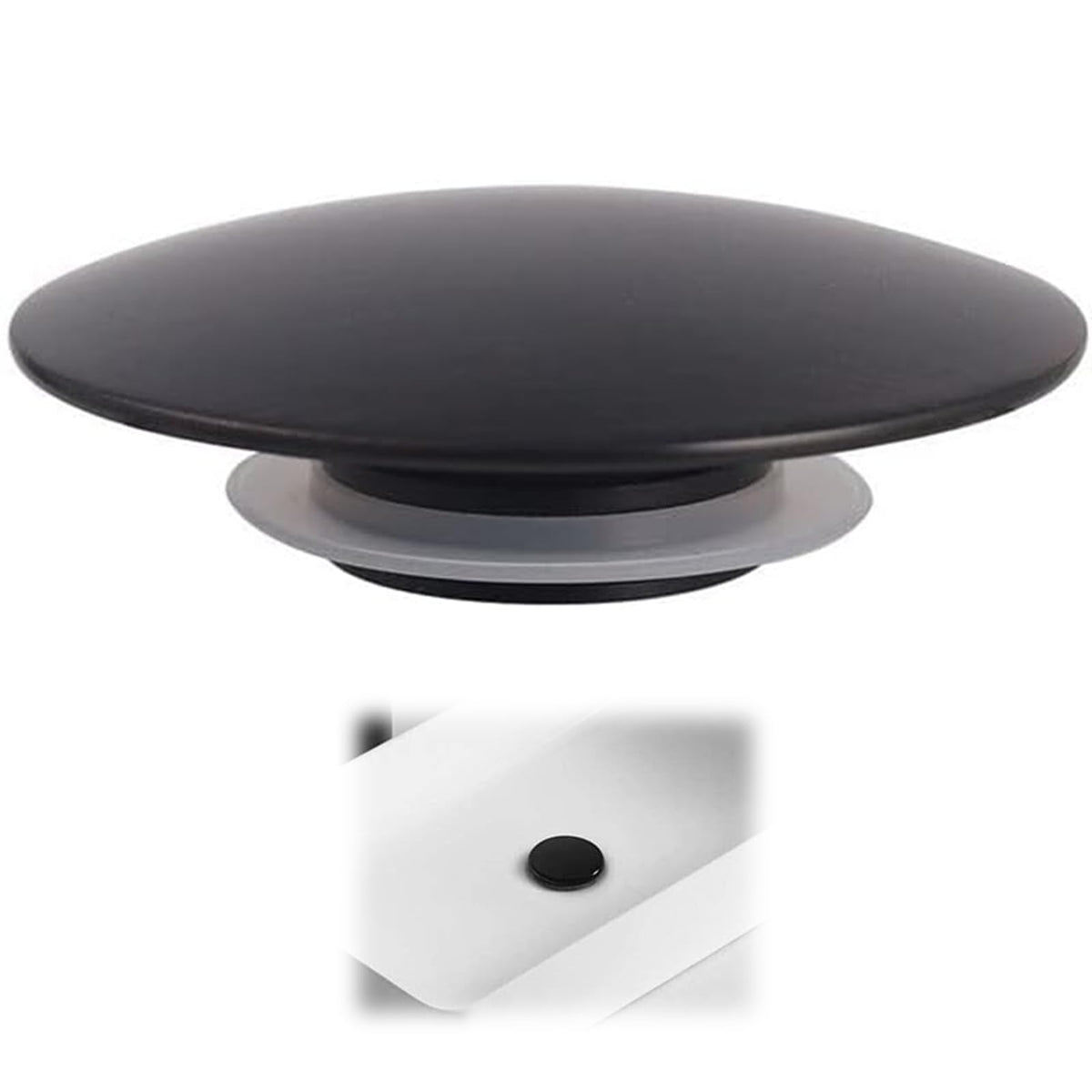 1 Pcs Basin Waste Sink Plug Cap, 66mm Matte Black Pop Up Plug for Bathroom or Kitchen