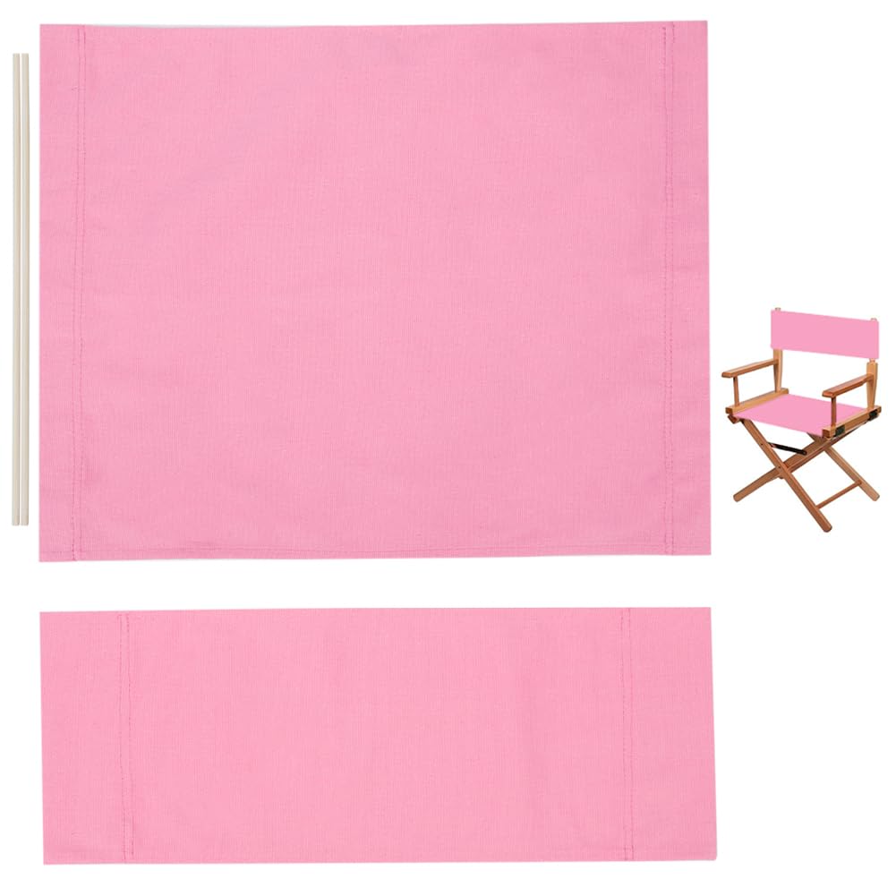 GORGECRAFT 1 Set 21x8-16 Inch Director Chair Canvas Replacement Casual Seat Back Cloth Covers Pearl Pink Directors Chairs Cloth Kit with Wood Stick