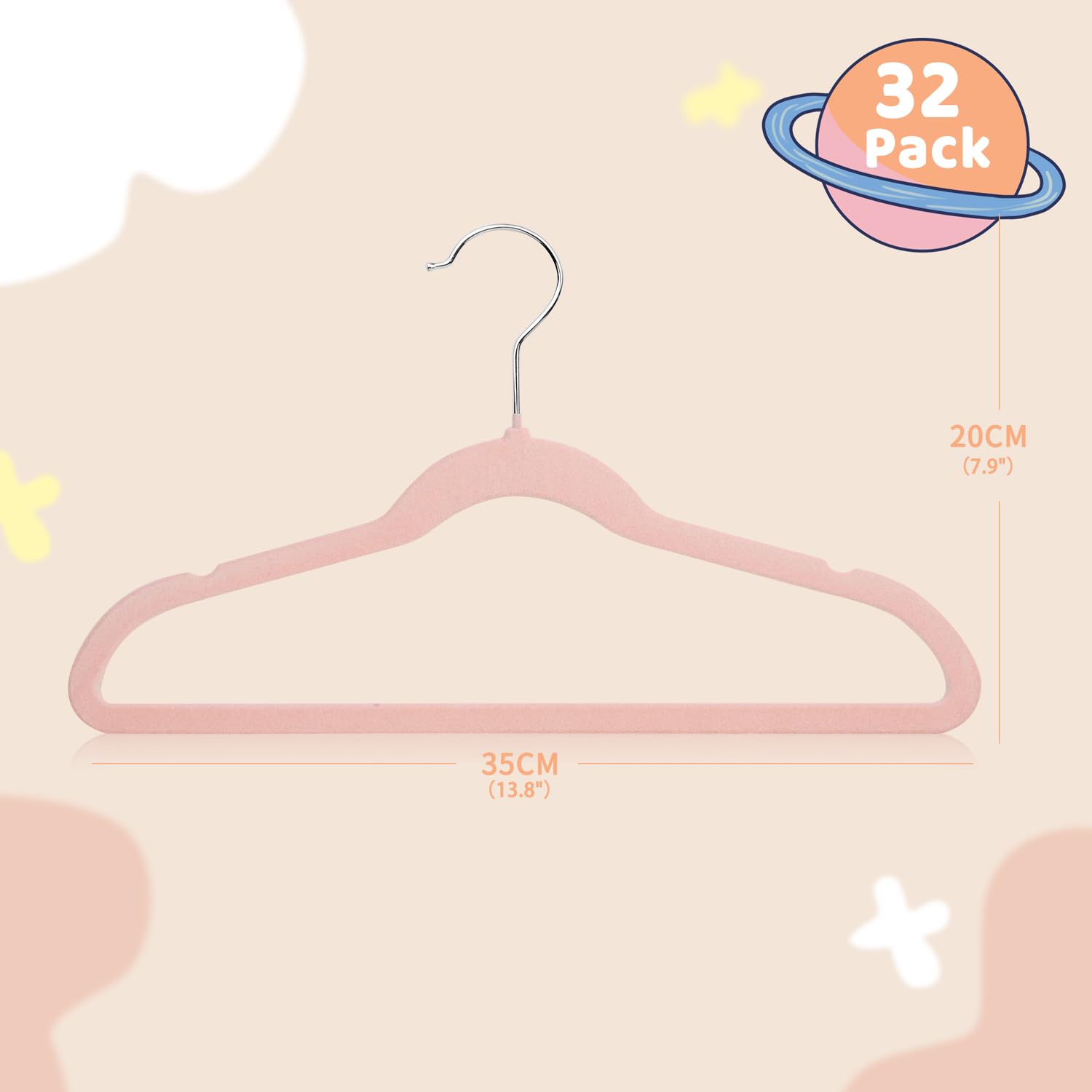 MangoKit Pink Kids Velvet Hangers Felt Children's Coat Hangers 32 Pack