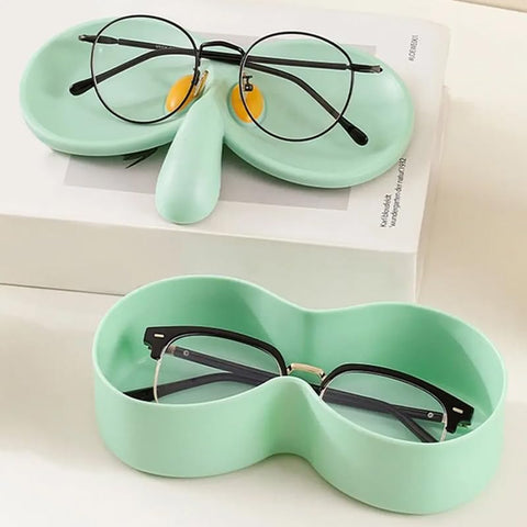 ARFUKA Glasses Holder Stand with Double-Layer Tray Fun Decor Organizer for Eyeglasses, Sunglasses & Jewelry - Nightstand/Desktop Storage Green