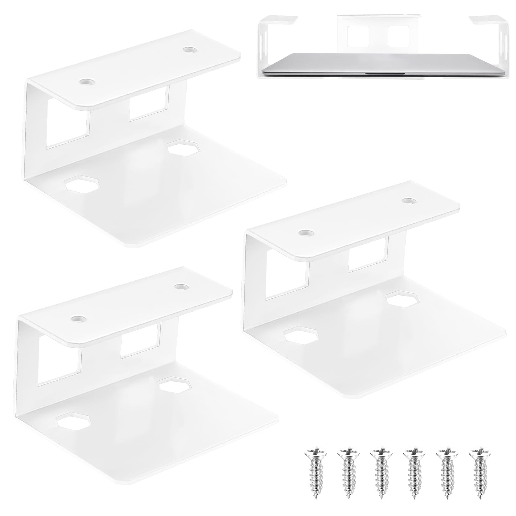 qiwuhai 3 Pcs Under Desk Laptop Mount, Under Table Laptop Holder Storage, Metal Under Desk Holder