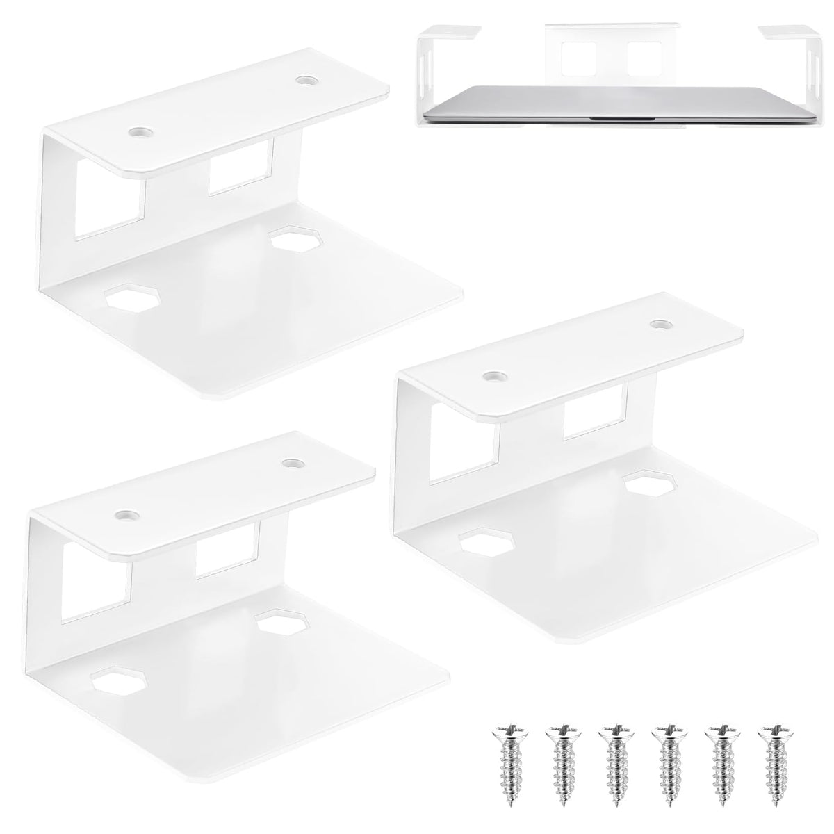 qiwuhai 3 Pcs Under Desk Laptop Mount, Under Table Laptop Holder Storage, Metal Under Desk Holder