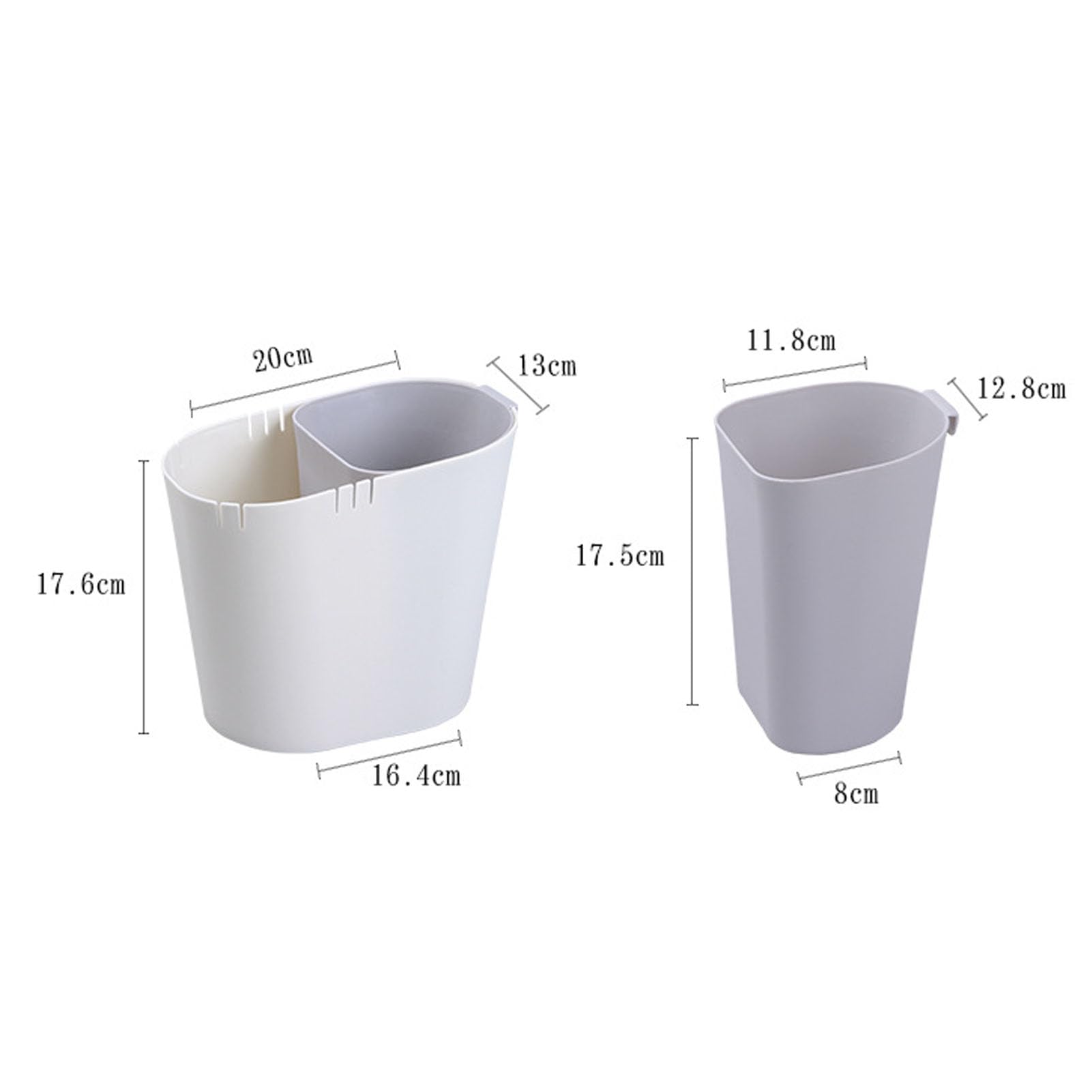 Small Desk Bin, Wet Dry Divided Trash Can Portable Counter Trash Can Two Compartment Garbage Can Table Storage Bin for Kitchen Bathroom Living Room