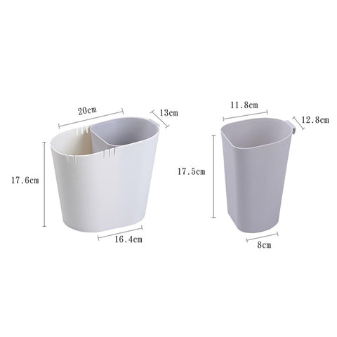 Small Desk Bin, Wet Dry Divided Trash Can Portable Counter Trash Can Two Compartment Garbage Can Table Storage Bin for Kitchen Bathroom Living Room
