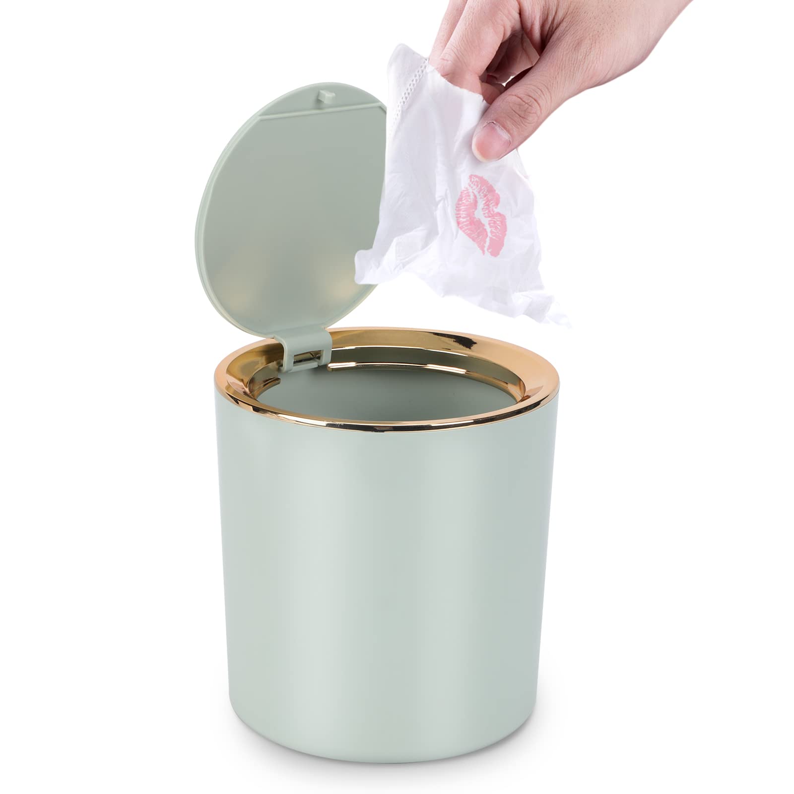 JEEZAO Mini Desktop Bin, Desk Trash Can with Lid