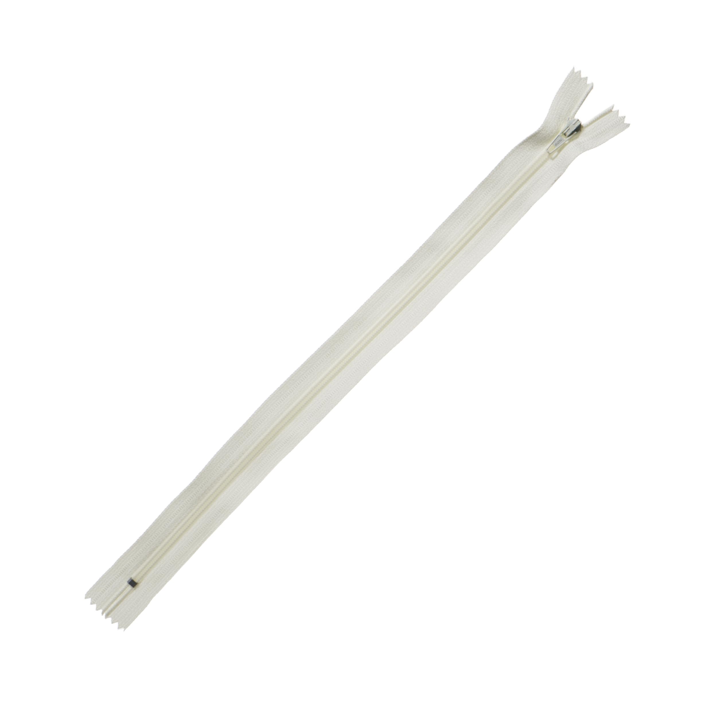 Trimz 30cm (~12inch) Cream one Way end Stop Zip with 4mm Teeth 1 Pc, Polyester, 30 cm