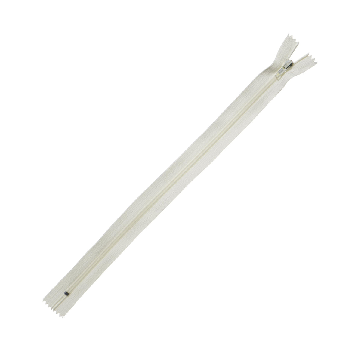 Trimz 30cm (~12inch) Cream one Way end Stop Zip with 4mm Teeth 1 Pc, Polyester, 30 cm