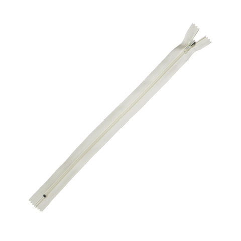 Trimz 30cm (~12inch) Cream one Way end Stop Zip with 4mm Teeth 1 Pc, Polyester, 30 cm
