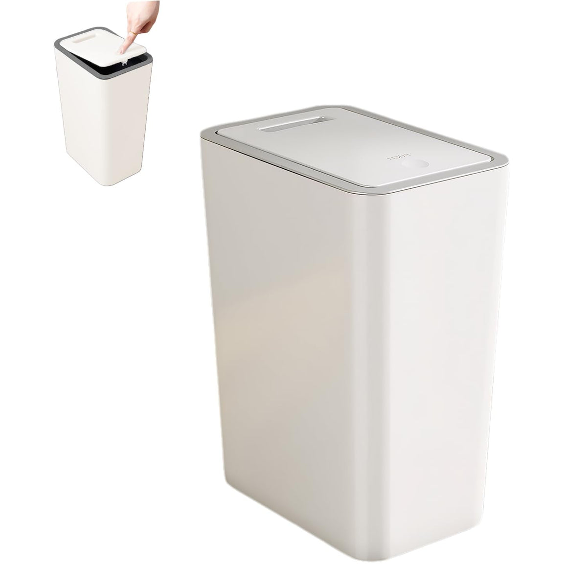 Slimline Kitchen Bin,9L Slim Bathroom Bin with Touch Top Lid,Dog-Proof Anti-Odour Plastic Slimline Waste Bin for Bedroom Office Living Room Toilet