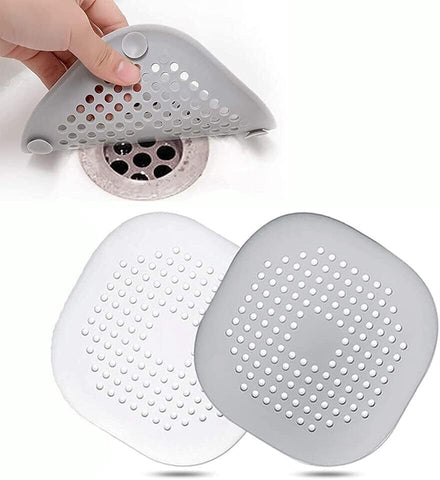 2-Pack Silicone Drain Hair Catcher with Suction Cup - Sink & Shower Strainer Plug Trap for Bathroom, Bathtub, Kitchen
