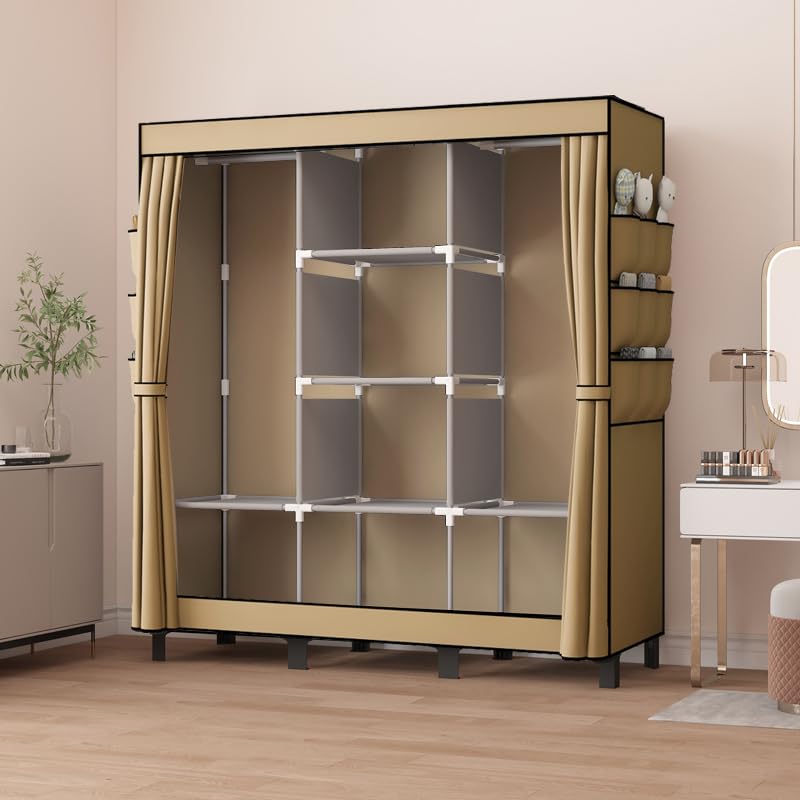 lishbie Portable Fabric Wardrobe,130x45x172cm Foldable Storage Closet