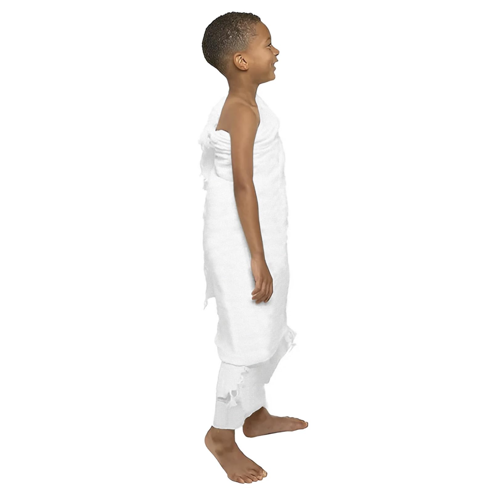 Faxianther 2Pcs Soft Ihram Towel Set for Boys, Kids Breathable White Islamic Pilgrimage Ritual Towel Wrap Cotton Muslim Prayer Shawl Clothes Mecca
