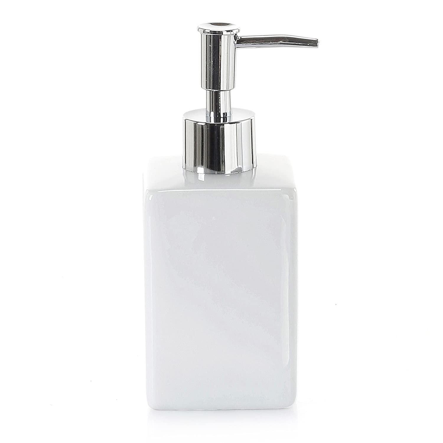 Gedy Queenstown Soap Dispenser, Dimensions and Weight: 16, 5 x 6.5 cm & 0.5 kg, Soap Dispenser in Eco Ceramic, White Finish, R&D Design