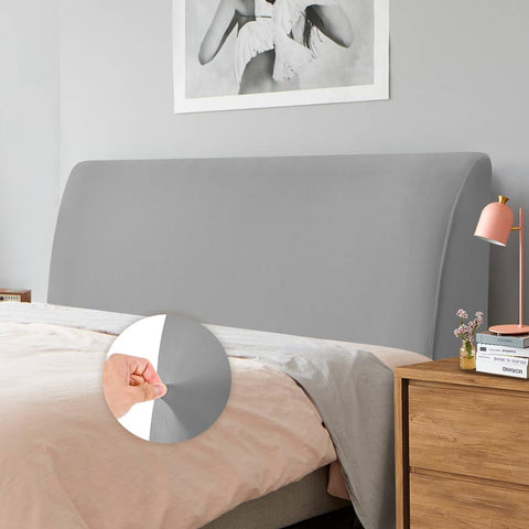 CAIJIN Headboard Covers - Velvet Stretch Soft Dust Proof Headboard Cover for Bedroom Upholstered Headboard 120-140cm (Full), Light Grey