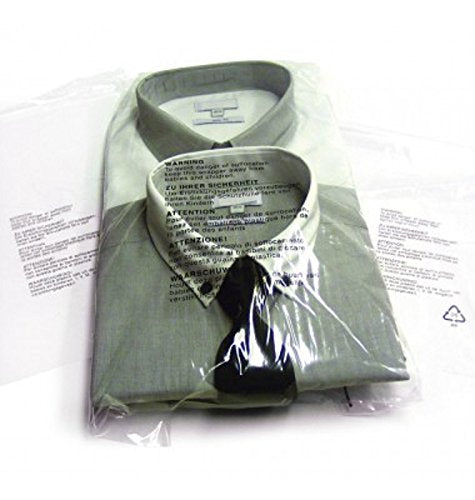 200 CLEAR TRANSPARENT PLASTIC SELF SEAL GARMENT BAGS WITH SAFETY WARNING (12" x 16")