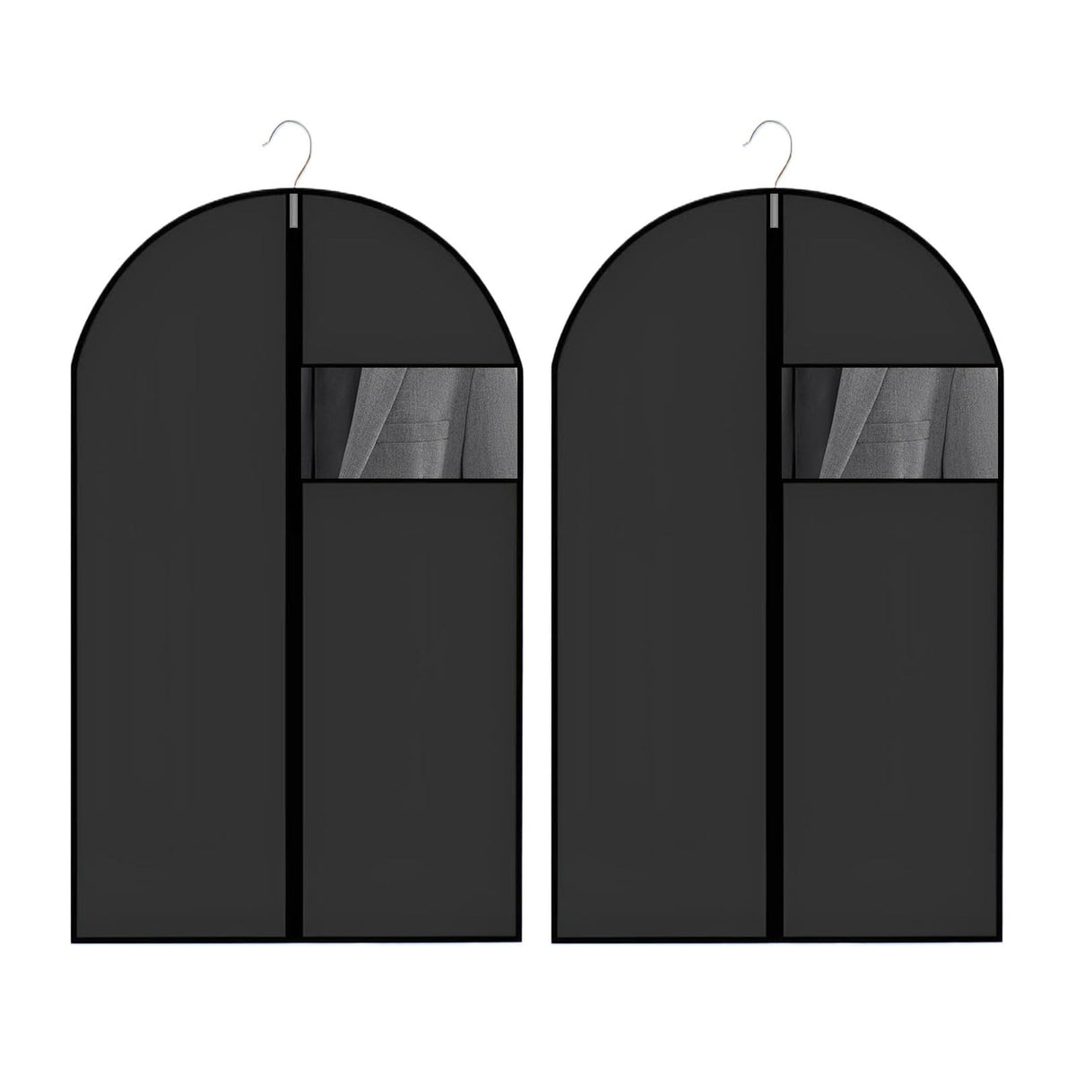 2 PCS Suit Bags with Clear Window,Foldable Suit Covers for Hanging Clothes,Dust-Proof Zippered Garment Bags