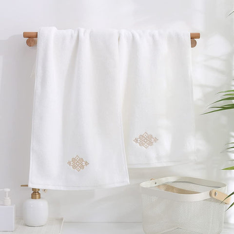 YiLUOMO Super Thick Luxury White Hand Towels Soft 100% Cotton Highly Absorbent Embroidered Decorative Hand Towel Set for Bathroom Hotel & Spa
