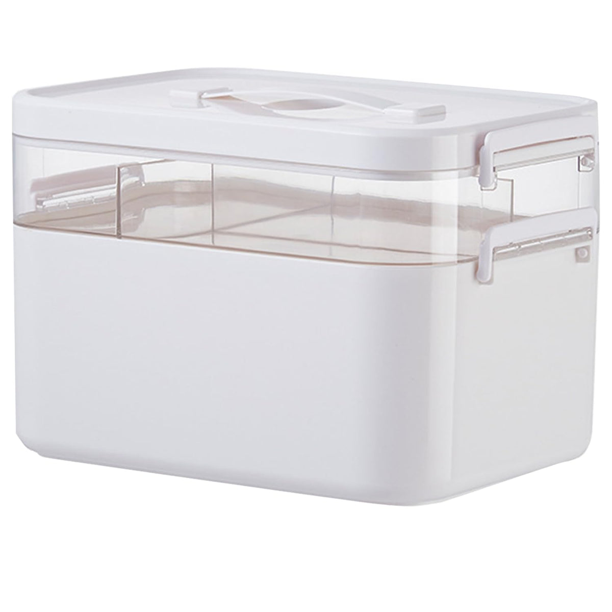 Medicine Storage Box, Double Layers Multi Grid Organiser With Lid, Portable First Aid Cabinet for Home, School, Office (L)