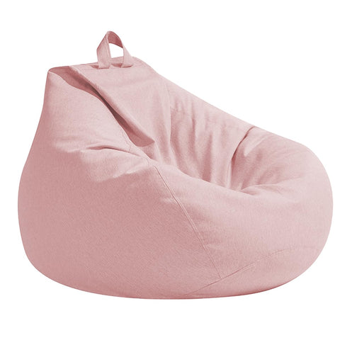 Highdi Kids Bean Bag Without Fillings - Cotton Linen Durable & Comfortable, Pink Storage Bean Bag Chair for Living Room/Gaming Room