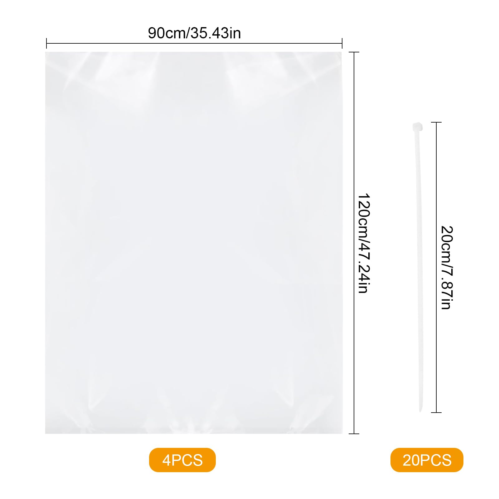 MAIXINNEW 4 Pcs Extra Large Clear Plastic Bags for Furniture 90x120cm
