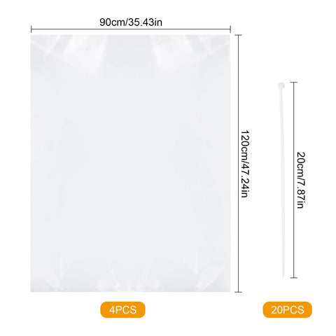 MAIXINNEW 4 Pcs Extra Large Clear Plastic Bags for Furniture 90x120cm
