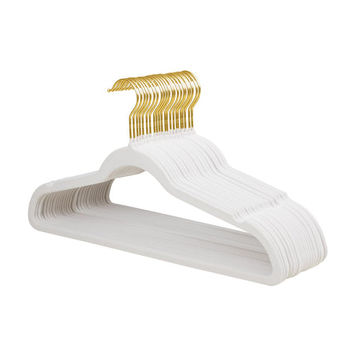 ManGotree Velvet Coat Hangers with 360° Swivel Gold Hook 22 Pack White