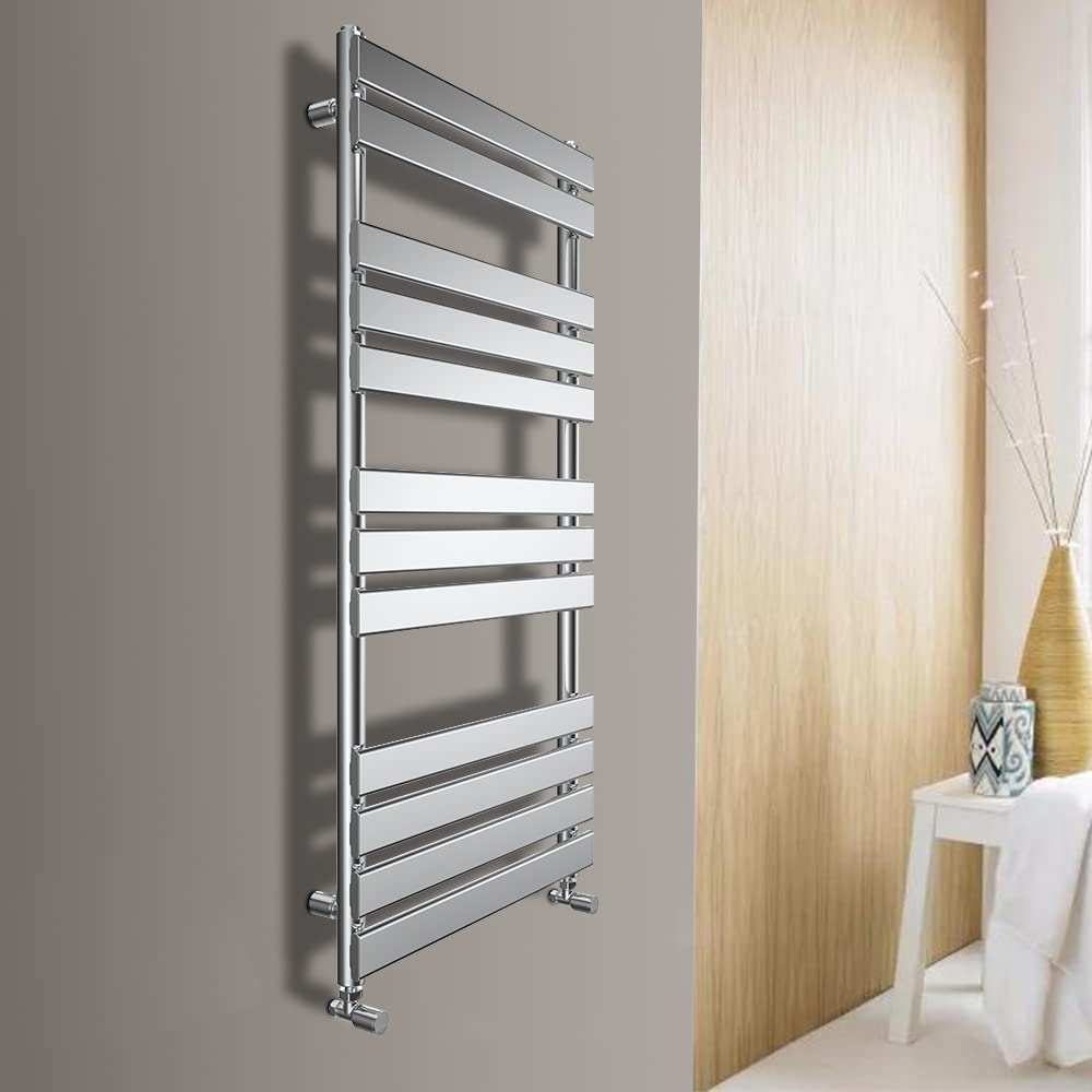Warmehaus Flat Panel Heated Towel Rail Bathroom Radiator Chrome 1200x500mm