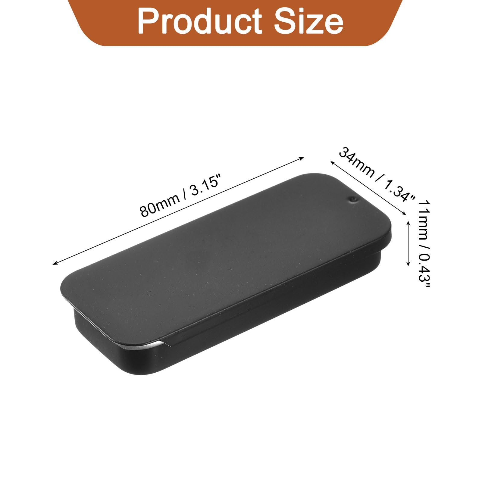Sourcing Map 4 Pcs Black Rectangular Slide Top Frosted Metal Tin Box Containers, 3.1x1.3x0.4 Inch, Storage Box for Small Items
