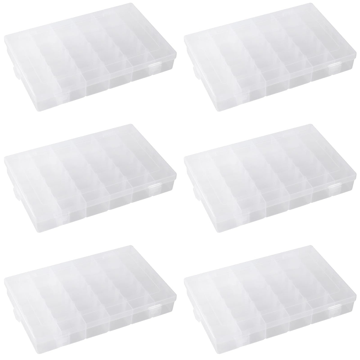 MANCHAP 6 PCS 36 Grids Adjustable Plastic Jewellery Storage Box, Clear Bead Storage Box for Earrings, Small Accessories
