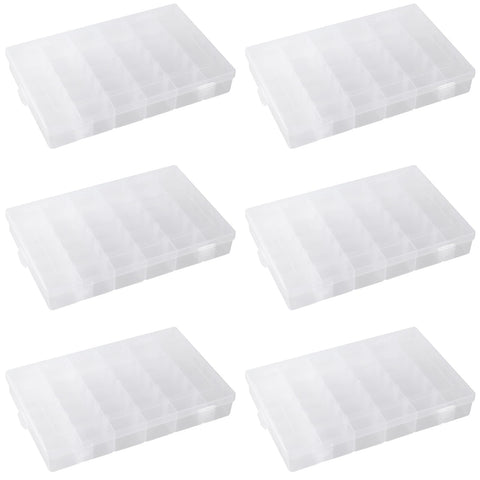 MANCHAP 6 PCS 36 Grids Adjustable Plastic Jewellery Storage Box, Clear Bead Storage Box for Earrings, Small Accessories