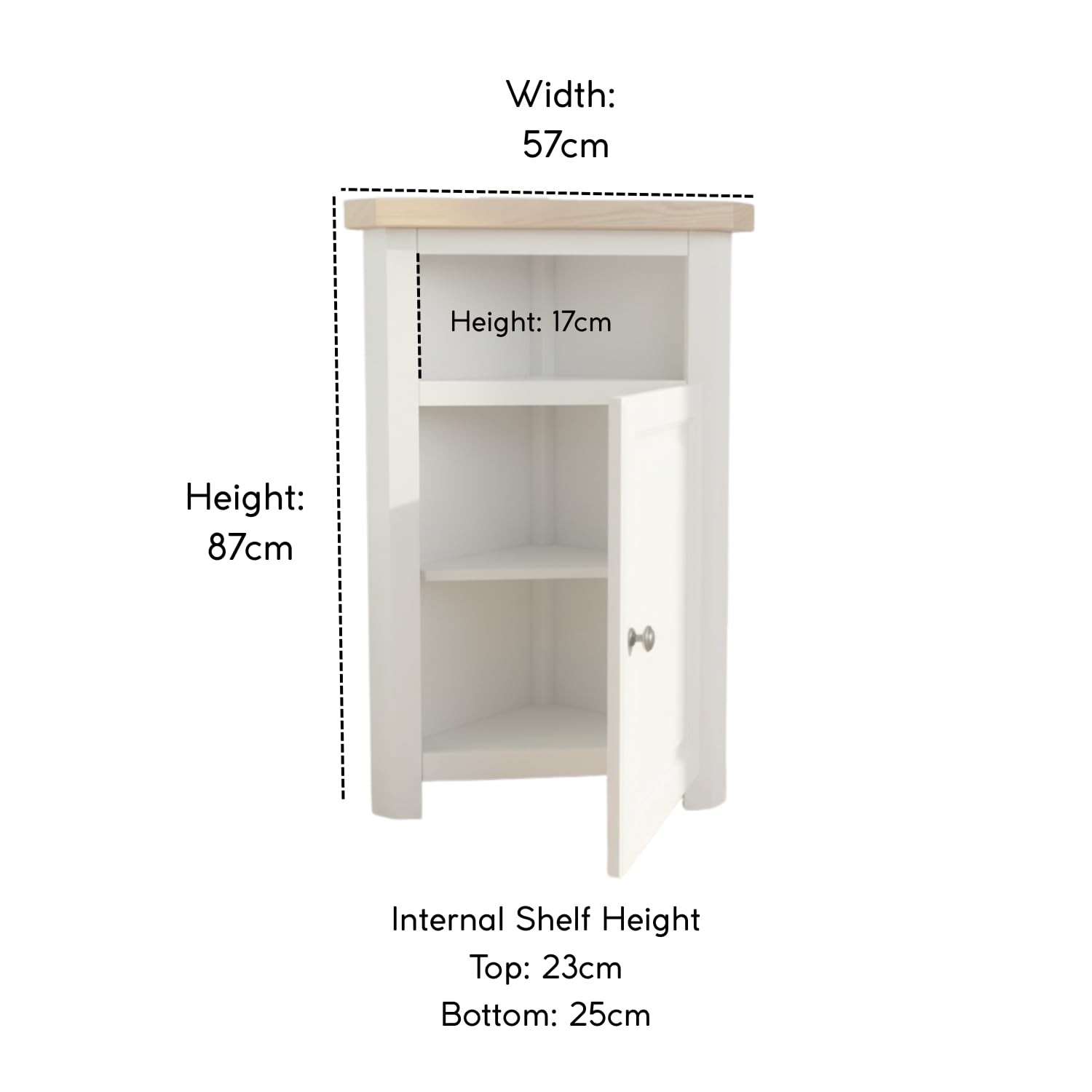 GROF GROFurniture Snow White finish Tall Corner Cabinet, Triangle Unit open compartment with shelf fit all Livingroom, Bathroom & Hallway