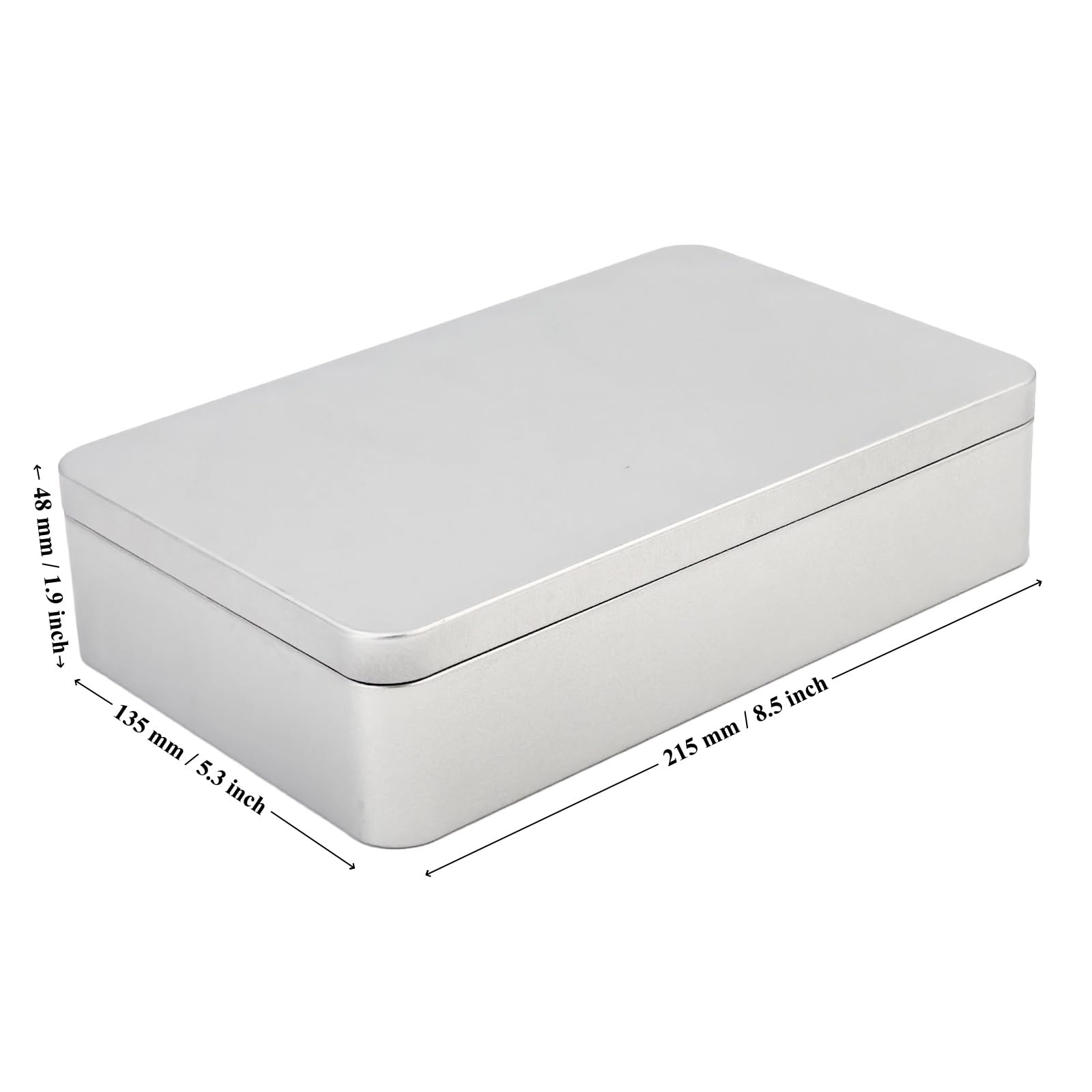 Goodma 9 Pack Mixed Sizes Rectangular Empty Tin Box Containers, Silver