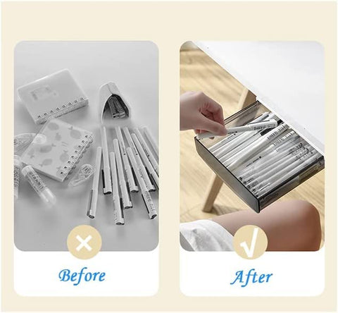 Under Desk Drawer Organizer,2 Pack Self-Adhesive Attachable Under Desk Storage Drawer, Hidden Desk Drawer Slide-out