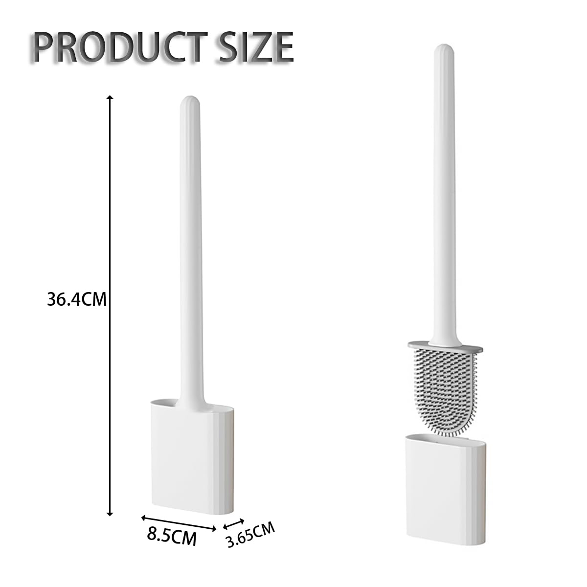 Silicone Toilet Brush with Quick Drying Holder - Flat Silicone Toilet Brush, Flexible Deep Clean Head