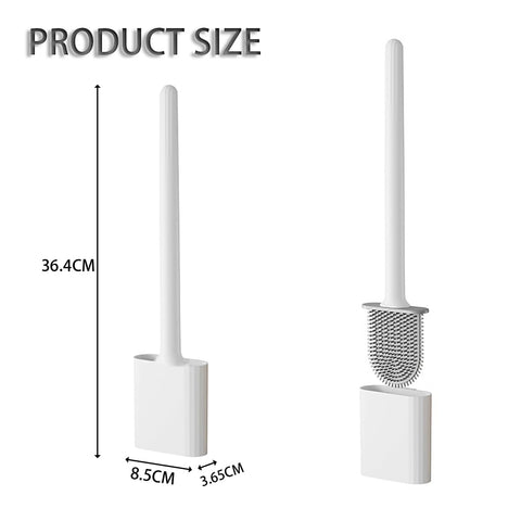 Silicone Toilet Brush with Quick Drying Holder - Flat Silicone Toilet Brush, Flexible Deep Clean Head
