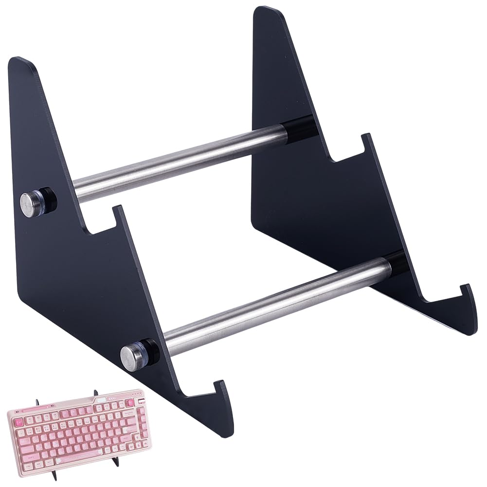 CRASPIRE Acrylic Keyboard Display Stand 2-Tier Portable Keyboard Display Shelf Black Display Keyboard Holder Removable Keyboard Storage Holder for