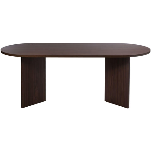 SELSEY Ovo Wood Dining Table 204x90x75cm, Wisconsin Walnut Oval Non-Extendable Design, Seats 6 to 10