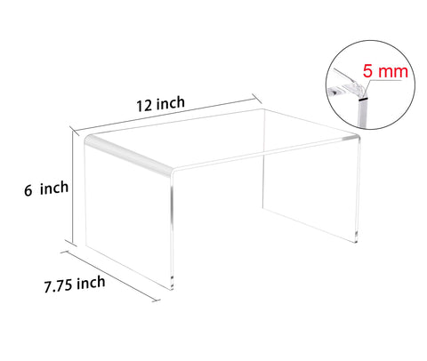 2 PC Extra Large Clear Acrylic Risers, Acrylic Display Risers Shelf Showcase Fixtures for Jewelry, Display Stand for Amiibo Funko POP Figures